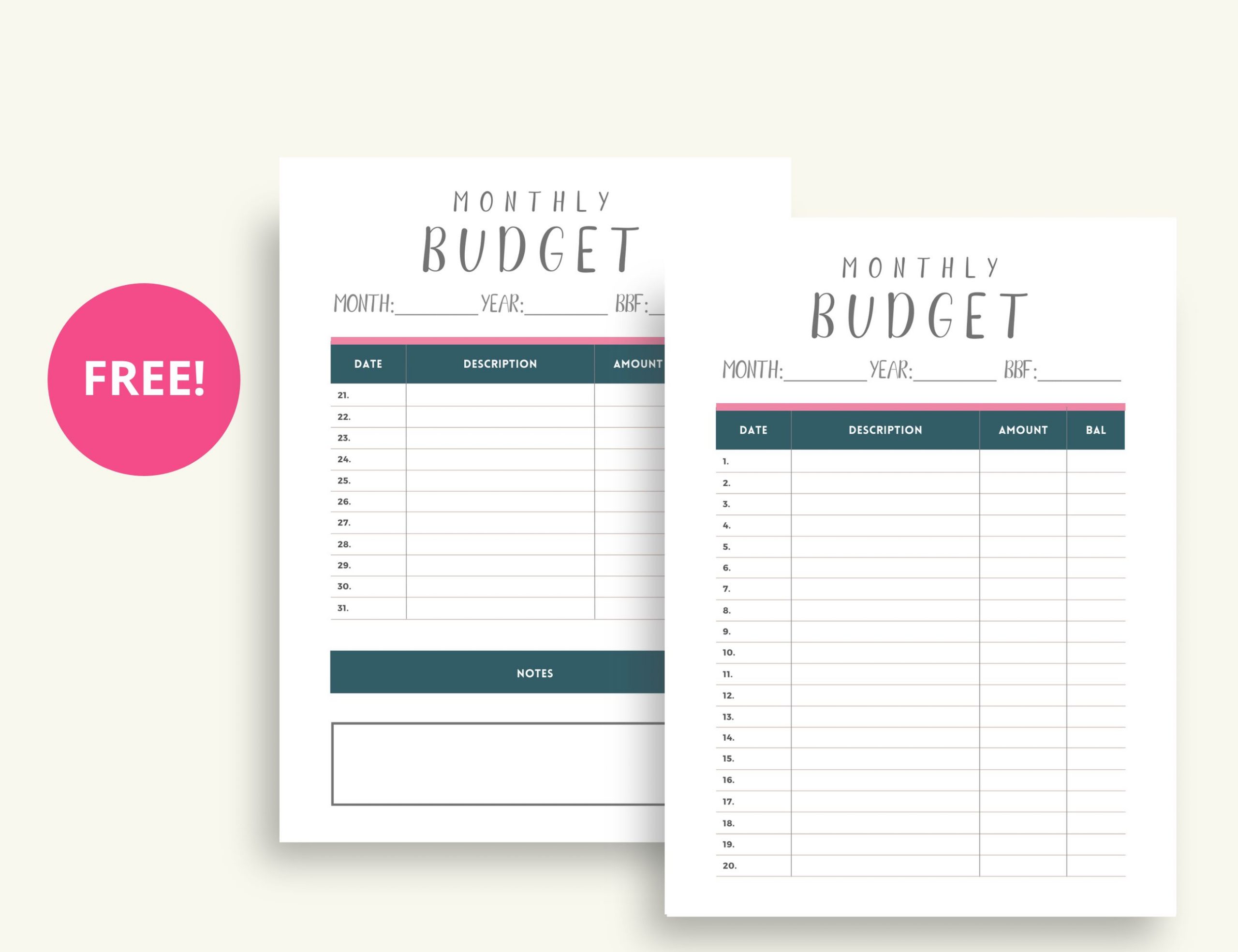 Free Monthly Budget Planner