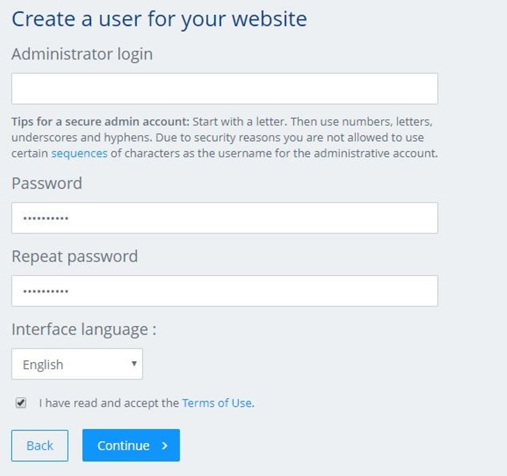  Create a username and password