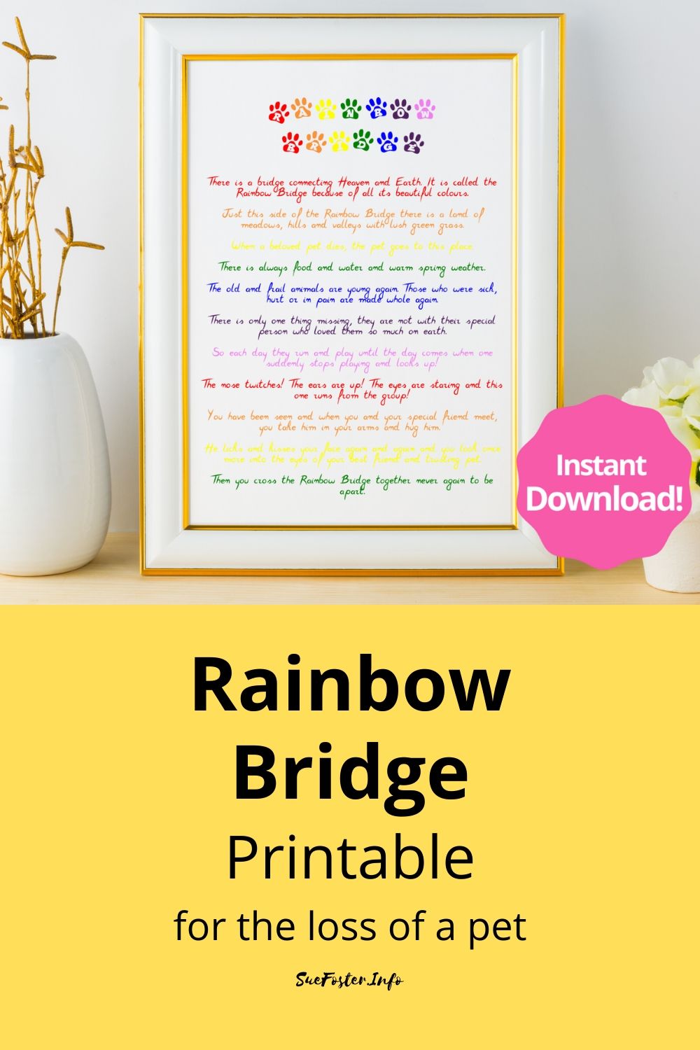 Rainbow Bridge Poem Digital Download Printable Digital Art ...