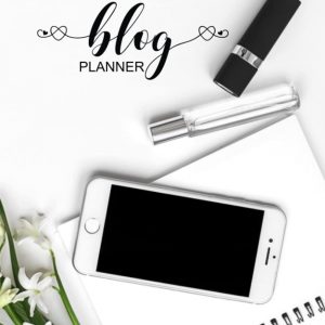 Blog planning notebook for noting down blog post details, social media shares and other blogging tasks