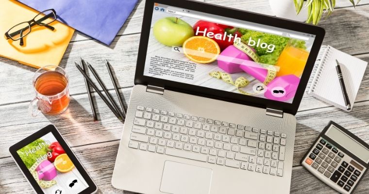 A health blog displaying on a laptop