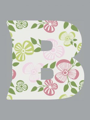 Monogram Initial B Notebook for Women and Girls, Floral Letter on Grey Background 8.5 x 11 inches.