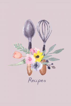 recipe notebook floral kitchen utensils design
