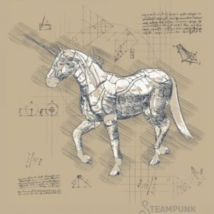 Steampunk Retro Unicorn Composition Notebook