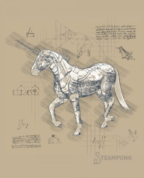 Steampunk Retro Unicorn Composition Notebook