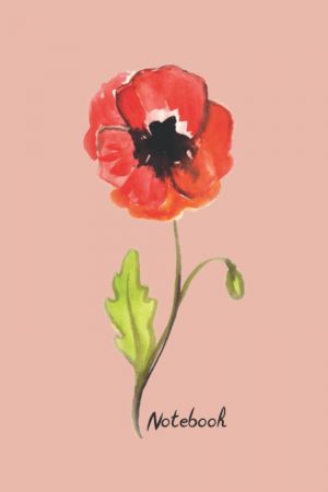 Single poppy flower lined notebook