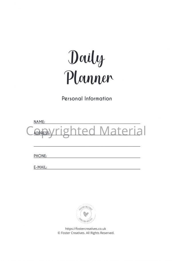 Daily planner name page