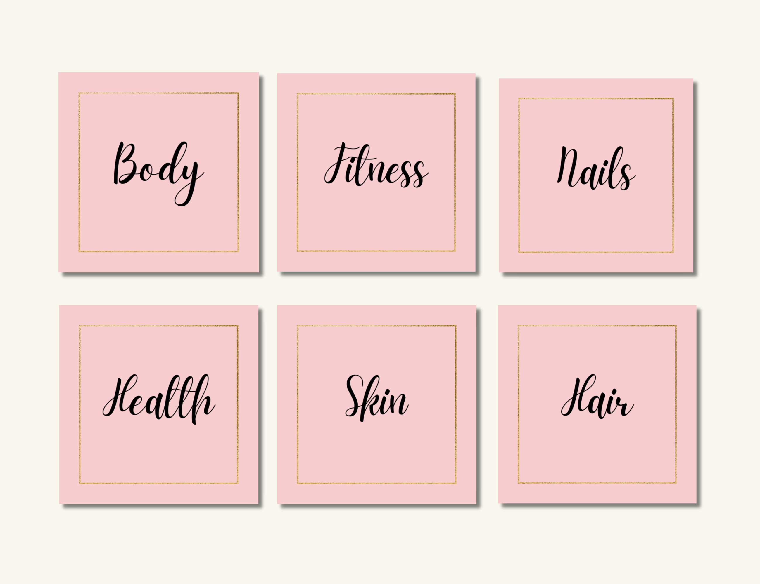 Pinterest Board Covers - Pink with Gold Frame. Canva Template. Instant Download