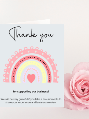 Thank You for Supporting Our Business Card with Free Envelope Template. Rainbow Design. Instant Download.
