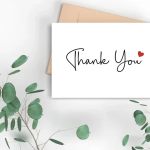 Printable Thank You Card With Heart. Free Envelope Template. 5 x 7 Inches. Instant Download.