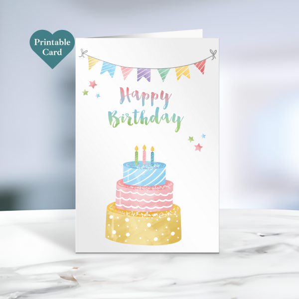 Printable birthday card. cake.
