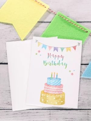 Printable Happy Birthday Card with Free Envelope Template.