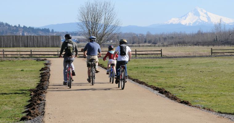 A family on a bike ride