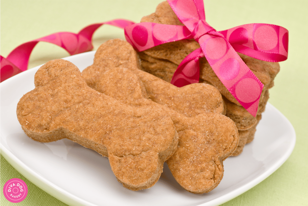 Homemade bone-shaped dog biscuits.
