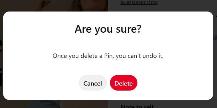 Are you sure you want to delete pin.
