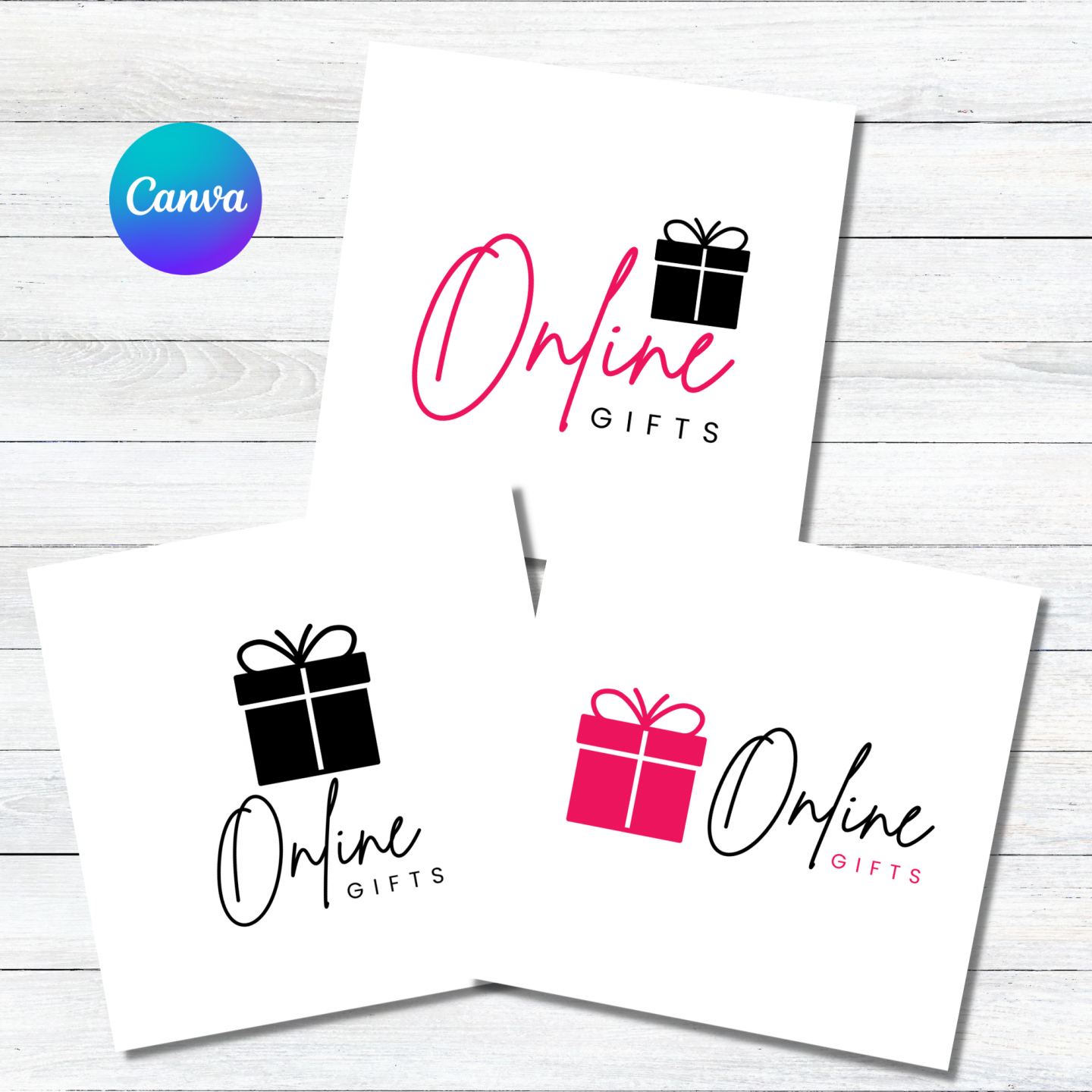 Gift shop logo template, editable in Canva.