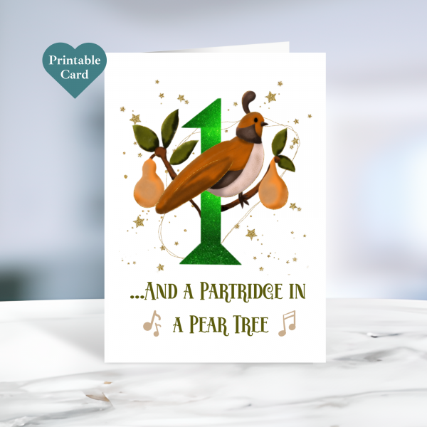 Printable Partridge Christmas Card