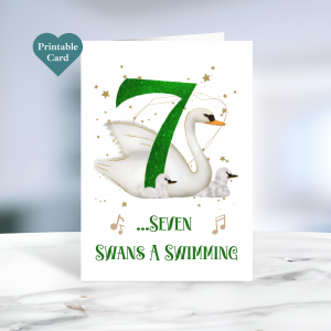 Printable Seven Swans A Swimming Christmas Card