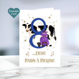 Printable Eight Maids A Milking Christmas Card