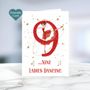 Printable Nine Ladies Dancing Christmas Card