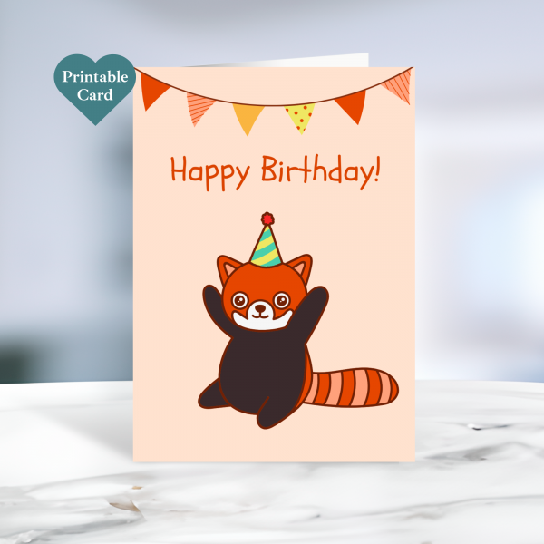 Printable Happy Birthday Red Panda Card