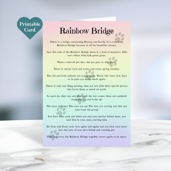 Printable rainbow bridge card