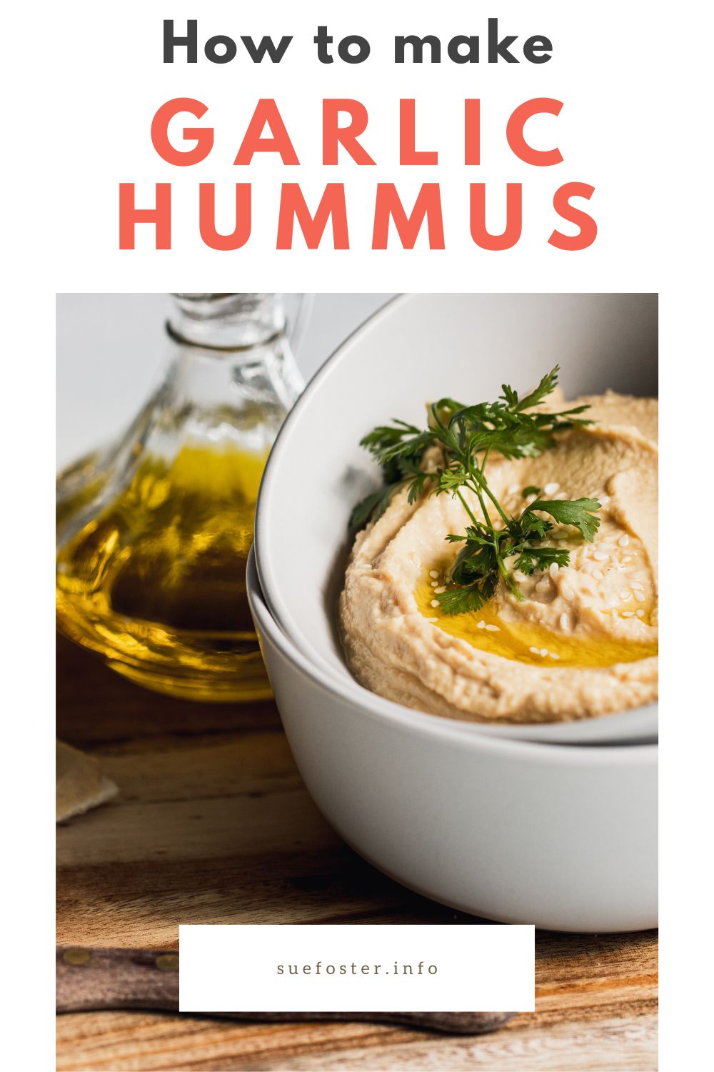 Make flavourful garlic hummus easily. Roast or use raw garlic. Serve with pita bread or fresh veggies for a quick, tasty snack!