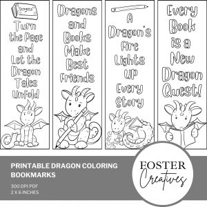 Printable dragon colouring bookmarks