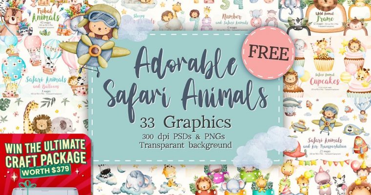 Adorable safari animals graphics