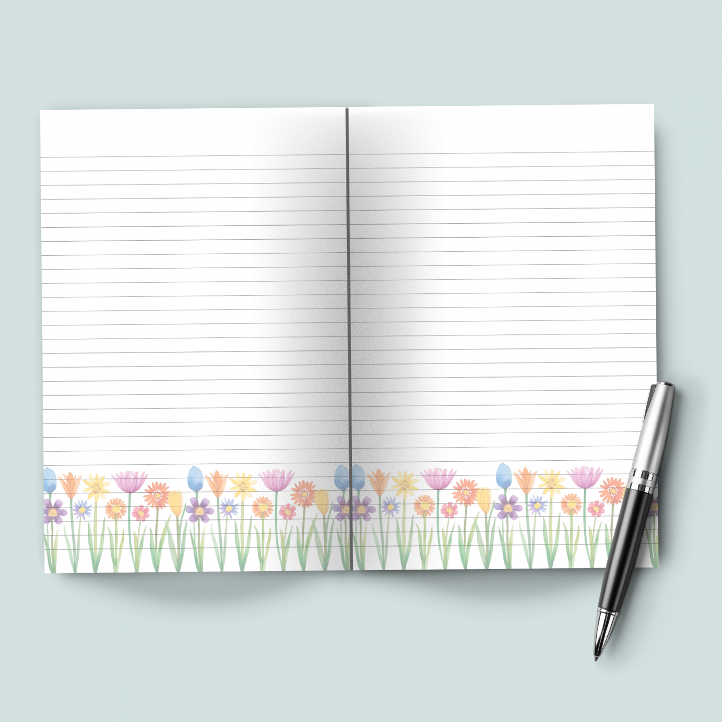 Spring Flowers Black & White KDP Interior, 6x9, 100 Pages + Name Page